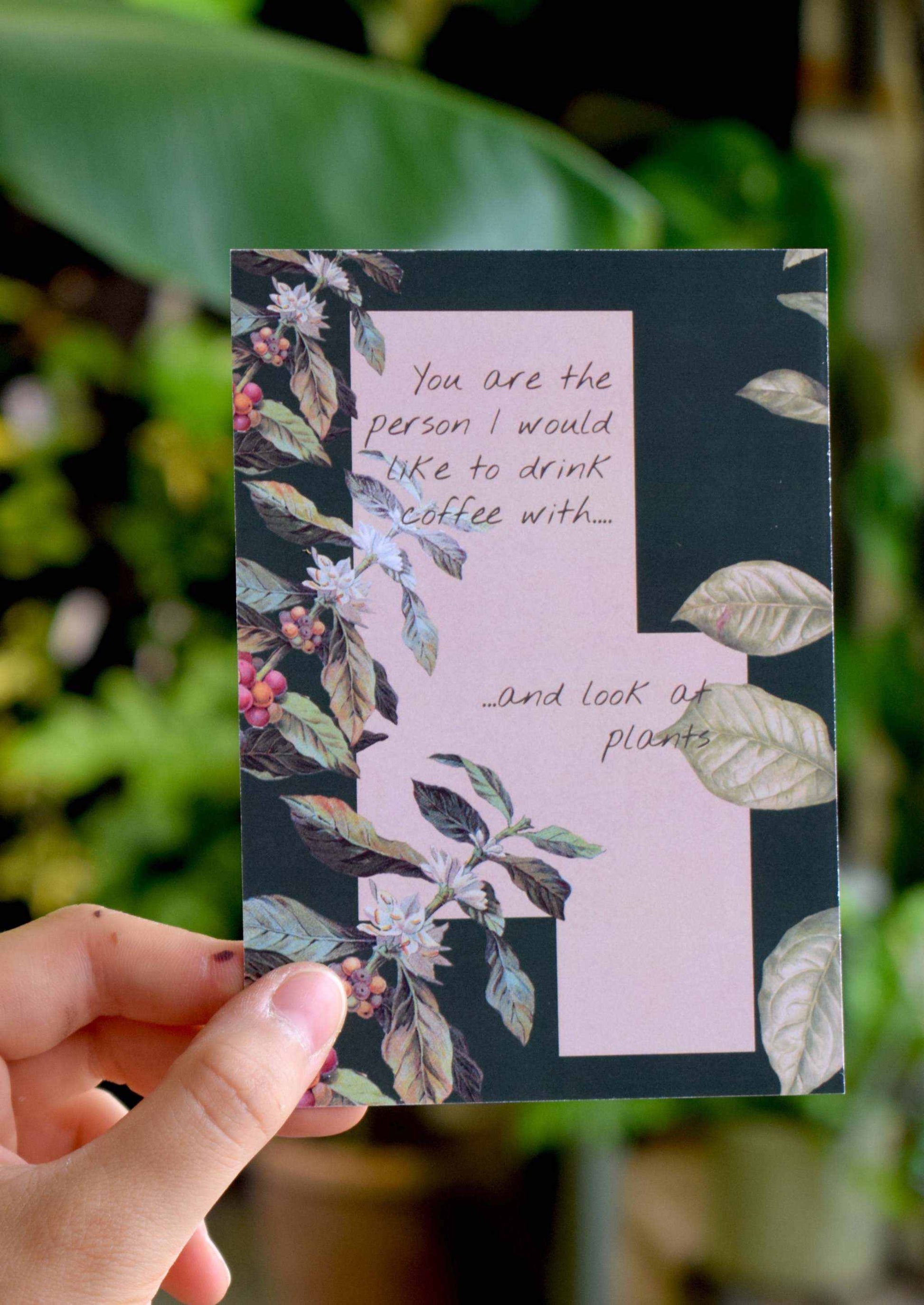 Coffee kort med botaniskt motiv av kaffeplanta