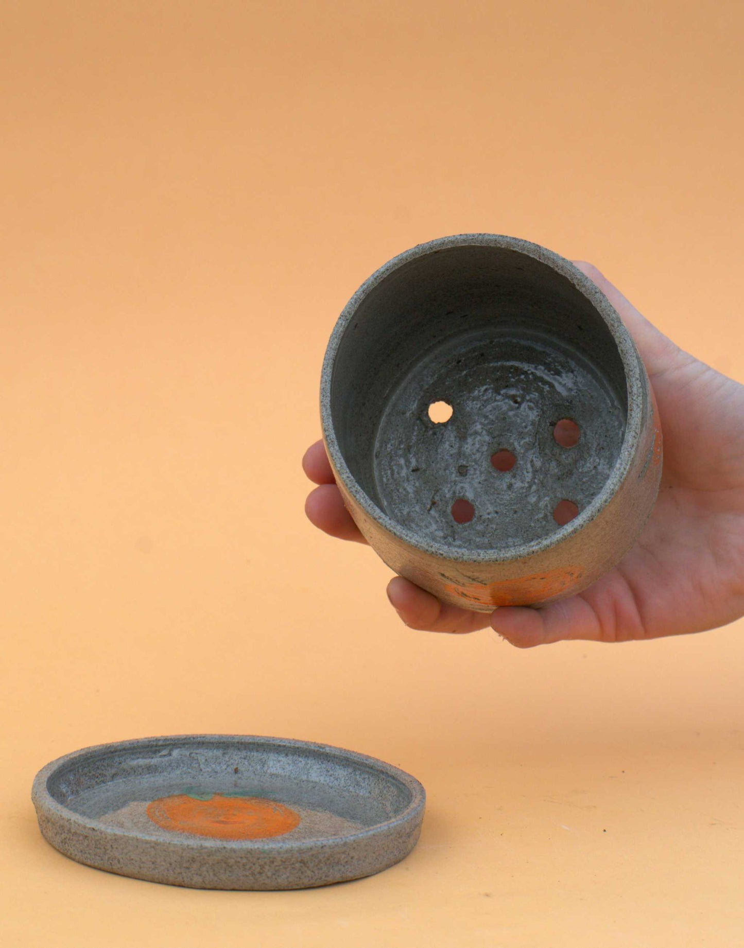 Ceramic pot with saucer | Classic | Stoneware clay