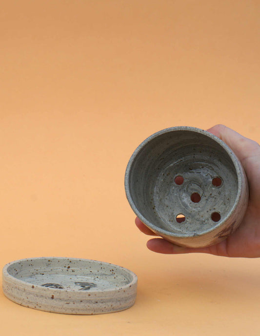 Keramikkruka med fat | Ormbunke  | Stengodslera