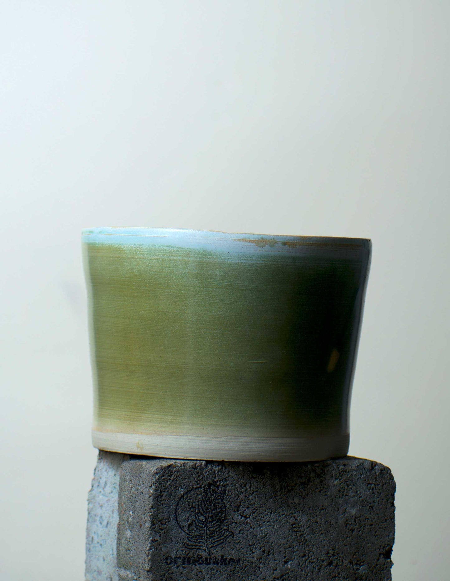 Ceramic pot green | 14.5 cm | Stoneware clay