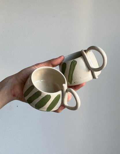 Ceramic cup | stripes | stoneware