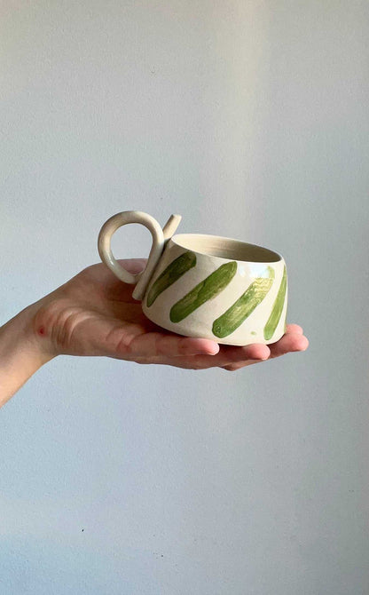 Ceramic cup | stripes | stoneware