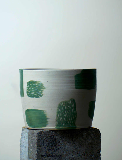 Keramikkruka 'Gröna fläckar' | 14,5 cm | Stengodslera